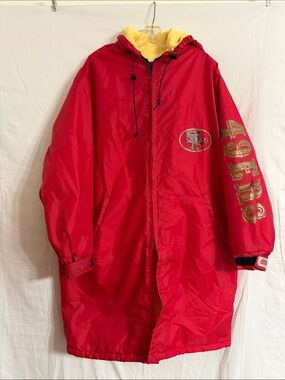 San Francisco 49ers Red Trench Coat with Yellow Lining